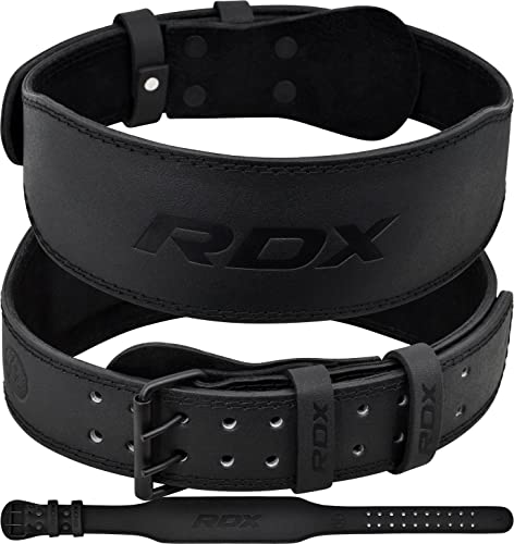 RDX Weight Lifting Belt Gym Fitness, Cowhide Leather, 4” 6” Padded Lumbar Back Support, 10 Adjustable Holes, Weightlifting Powerlifting Bodybuilding Deadlift Squat Workout Strength Training, Men Women