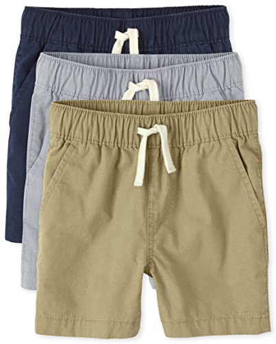 The Children's Place Baby Boys And Toddler Boys Pull on Jogger Shorts,Fin Gray/Flax/Tidal 3 Pack,4T