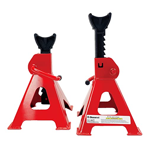 Donext Jack Stands 3 Ton (6,500 lb) Capacity Steel, 1 Pair Red Lifting Stand Adjustable Jack Stands