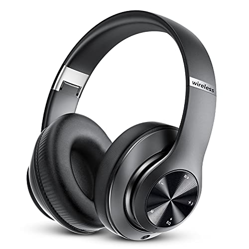 Bluetooth Headphones Over Ear, 60 Hours Playtime Foldable Headphones Wireless Bluetooth Hi-Fi Stereo Deep Bass with 6 EQ Modes, Adjustable Lightweight Headset with Microphone, FM, SD/TF for Adults
