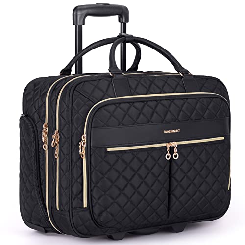 BAGSMART Rolling Laptop Bag Women, Briefcase for 17.3 Inch with Wheels Computer Case Work Travel Business