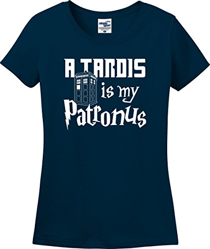 A T.A.R.D.I.S. is My Patronus Funny Missy Fit Ladies T-Shirt (S-3X) (Ladies XX-Large, Aquatic Navy)