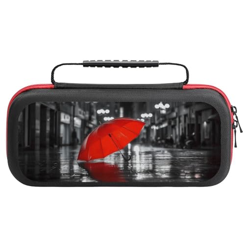 DULAHR Rainy Red Umbrella Carry Case Compatible with Nintendo Switch Protective Hard Shell Cover with 20 Games Cartridges Pouch