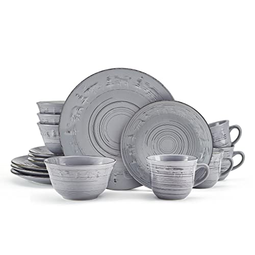 Pfaltzgraff Trellis Lodge 16 Piece Dinnerware Set, Service For 4, Gray