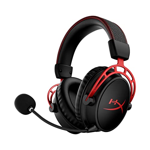 HyperX Cloud Alpha Wireless Gaming Headset for PC with DTS Headphone:X Spatial Audio, Noise-Canceling Mic, Dual Chamber Drivers, Durable Aluminum Frame - 300-Hour Life, Red (Renewed)