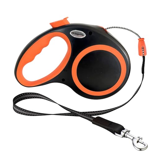 Retractable Dog Leash 30 FT, HH Together 360° Tangle-Free Leash for Medium Large Dogs up to 77 lbs, Heavy Duty, One-Handed Brake, Pause, Lock