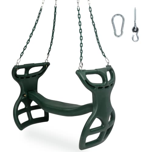 Milliard Glider Swing for Swingset, Swing Set Accessories, Back-to-Back Glider for Two Kids, Attachment Options Included (Green)
