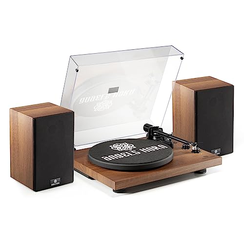 ANGELS HORN Vinyl Record Player, Hi-Fi System Bluetooth Turntable Players with Stereo Bookshelf Speakers, Built-in Phono Preamp, Belt Drive 2-Speed, Adjustable Counterweight, AT-3600L