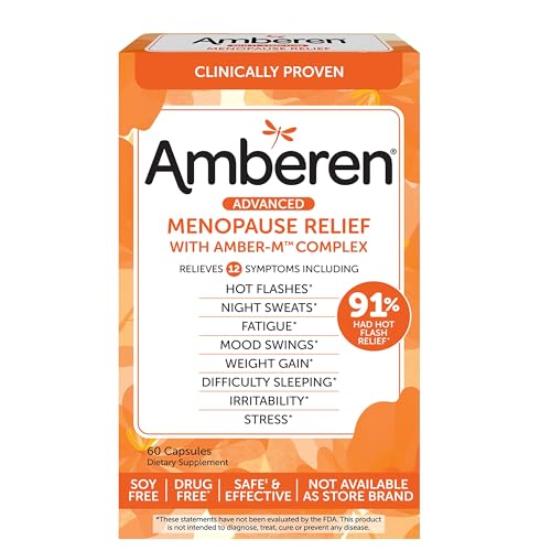 Amberen Menopause Supplements for Women, Multi-Symptom Relief, Helps Support Hormone Balance, Hot Flashes & Night Sweats, Sugar Free, 60 Gummies
