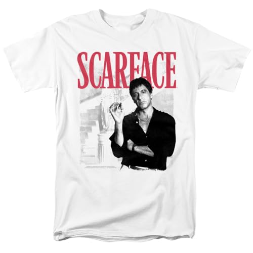 Scarface Stairway Unisex Adult T-Shirt, White, Medium