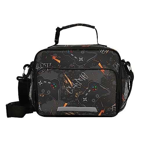 Cool Game Joysticks Lunch Bag for Women Men Grunge Gamepad Console Insulated Cooler Tote Bag with Adjustable Shoulder Strap Large Capacity Reusable Leakproof Picnic Lunch Box Outdoor for Adult Office
