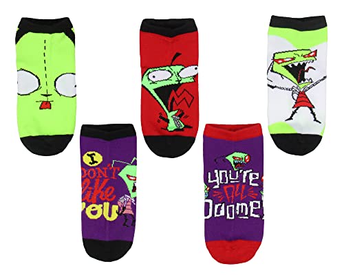 Nickelodeon Invader Zim Adult Socks Gir Character Face And Sayings Mix And Match Ankle Socks 5 Pairs