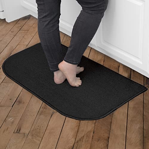 Ritz Premium Washable Stain Resistant Kitchen Rug with Latex Backing, Kitchen Mats for Floor, 18'x30' Black