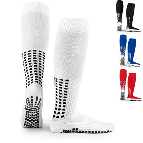 LUX Anti Slip Soccer Socks,Non Slip Football/Basketball/Hockey Sports Grip Pads Socks White One Size