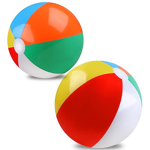 REGUICORP 2 Pack Beach Balls, 20 Inch Beach Balls for Kids, Rainbow Color Pool Toys Pool Balls for Swimming Pool, Beach Toys Inflatable Ball for Summer Parties and Water Games