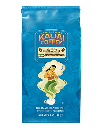 Kauai Coffee Vanilla Macadamia Nut, Medium Roast - Whole Bean Coffee, 24 oz Package