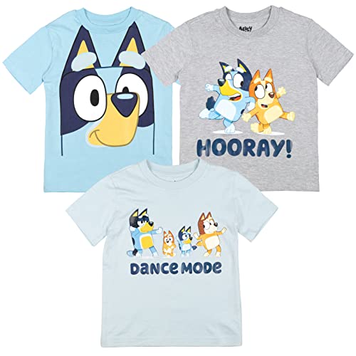 Bluey Little Boys 3 Pack Graphic T-Shirts 6 Blue