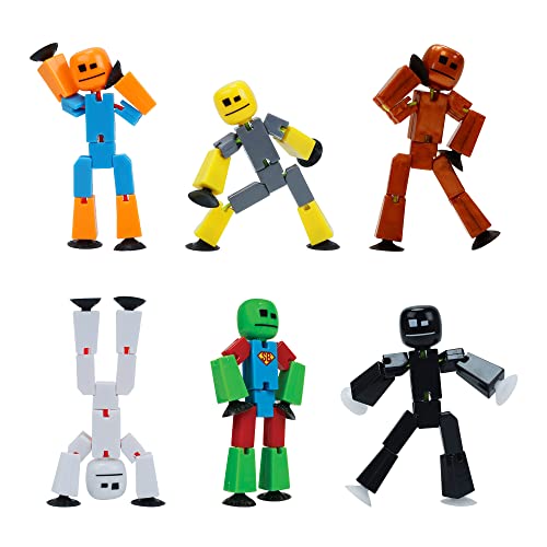 Zing Stikbot 6 Pack, Set of 6 Stikbot Collectable Action Figures, Create Stop Motion Animation (Styles May Vary)