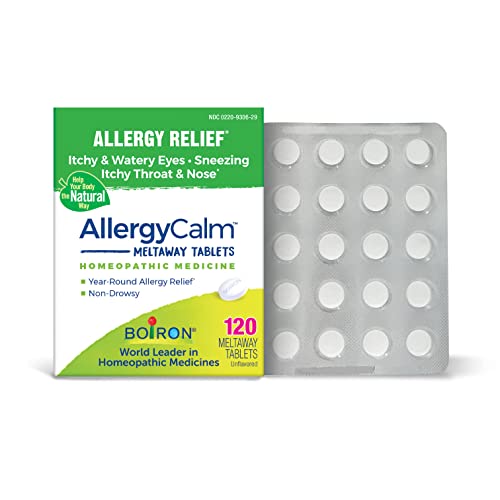 Boiron AllergyCalm Tablets for Relief from Allergy and Hay Fever Symptoms of Sneezing, Runny Nose, and Itchy Eyes or Throat - 120 Count