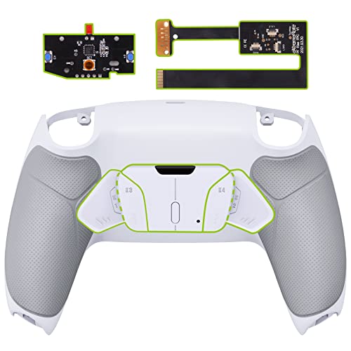 eXtremeRate White Rubberized Grip Programable RISE4 Remap Kit for PS5 Controller BDM 010 & BDM 020, Upgrade Board & Redesigned Back Shell & 4 Back Buttons for PS5 Controller - Controller NOT Included