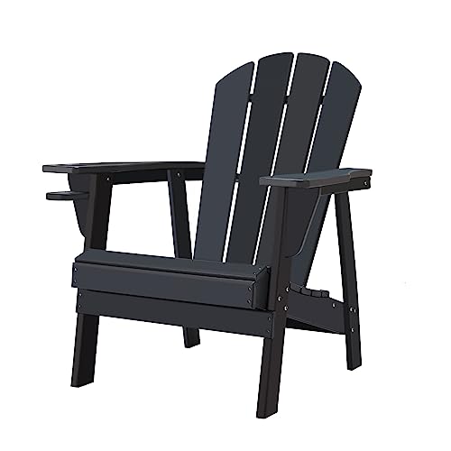 Restcozi Adirondack Chairs, HDPE All-Weather Adirondack Chair, Fire Pit Chair (Classic, Black)