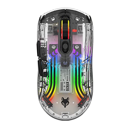 Attoe Bluetooth Wireless Mouse, Transparent RGB Mechanical Dual Mode Gaming Mouse, A Must-Have Cool USB Computer Mouse for Gaming and Esports…