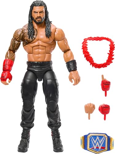 Mattel WWE Top Picks Elite Action Figure & Accessories Set, Roman Reigns 6-inch Collectible with Swappable Hands, Ring Gear & 25 Articulation Points