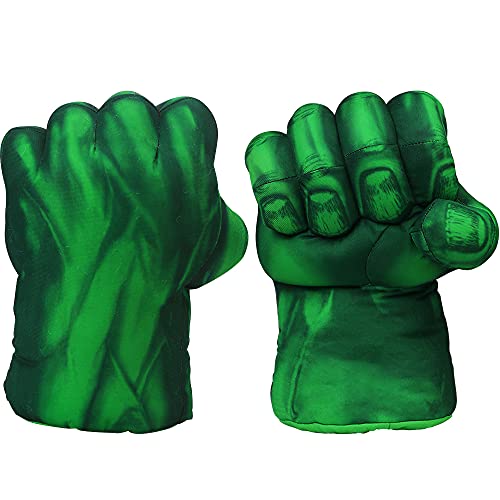 CBOOM Superhero Gloves Boxing Gloves Smash Hands Big Soft Plush Hero Fists, Superhero Toys for Boys Girls, Role Play Costume Birthday Gift for Toddlers Kids Age 3+ (1 Pair Green)