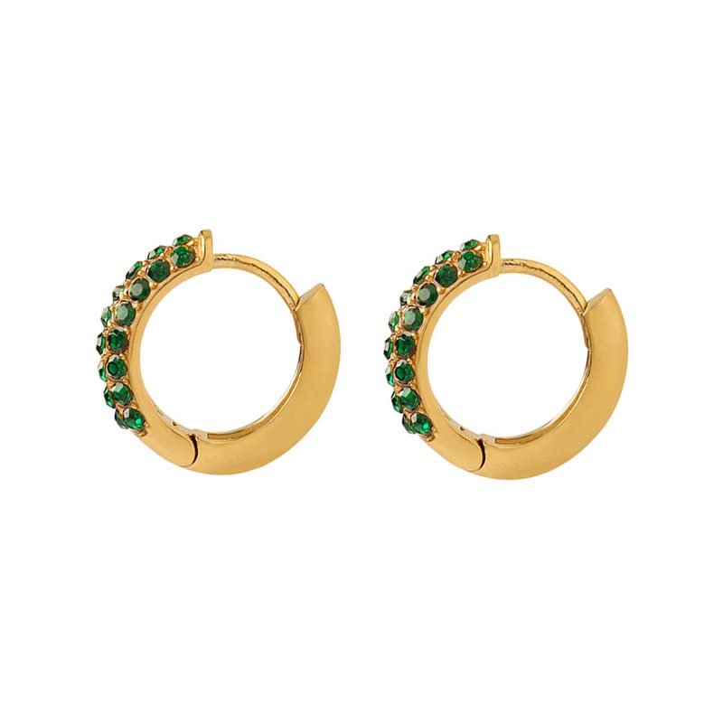14K Gold Emerald Hoop Earrings, Moissanite Hoop Earrings, Valentine's Day Women's Day Jewelry Gifts for Wife,Girlfriend (Emeralds, 14K)