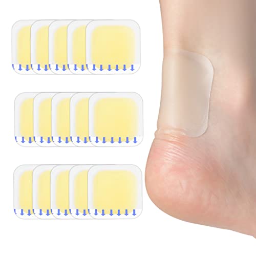 Blister Bandages, Blister Pads (15PCS) Gel Blister Cushions, Blister Pads, Hydrocolloid Seal Adhesive Bandages for Fingers, Toes, Heel Blister Prevention & Recovery (Square-15pcs)