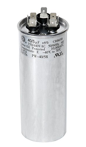 PowerWell 40 + 5 MFD uf 370 VAC or 440 Volt Dual Run Round Capacitor PW-40/5/R for Condenser Straight Cool or Heat Pump Air Conditioner 40/5 Micro Farad