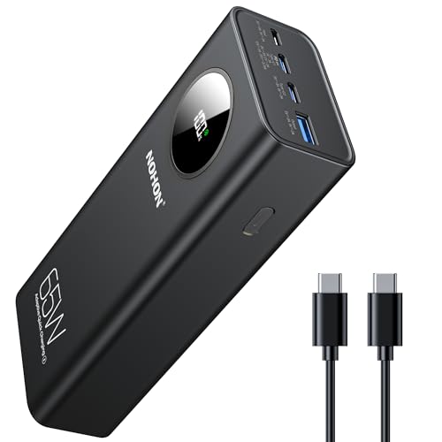 NOHON Power Bank 26800mAh Portable Charger: 65W Fast Charging USB C PD3.0 Battery Pack with LED Display | 4-Port Powerbank Compatible with iPhone 15 14 13 12 11 MacBook IPad AirPods Samsung S Series