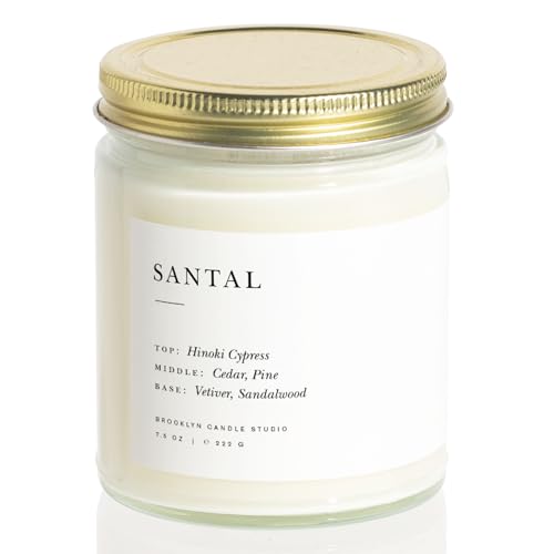 Brooklyn Candle Studio Santal Minimalist Candle | Luxury Scented Candle | Vegan Soy Wax | Hand Poured in The USA | 50 Hour Slow Burn Time | 7.5 oz