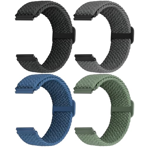 22mm Braided Solo Loop Band Quick Release Compatible with Samsung Galaxy Watch 3 45mm/Galaxy Watch 46mm/Gear S3 Frontier/Classic/Garmin Venu 3/Venu 2/Vivoactive 4/Fossil Gen 6 44mm Bands Women Men