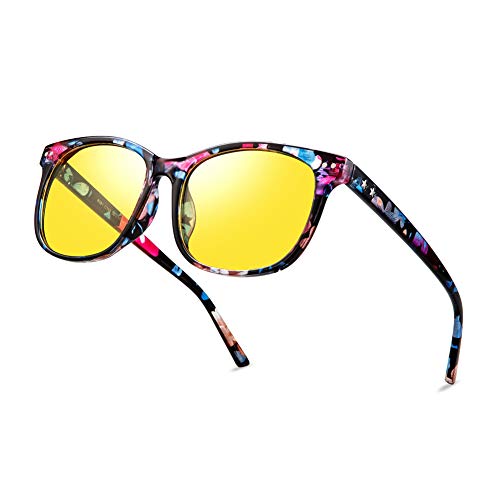 Night Vision Driving Glasses Polarized Anti-glare Clear Sun Glasses Men & Women Fashion(Floral)