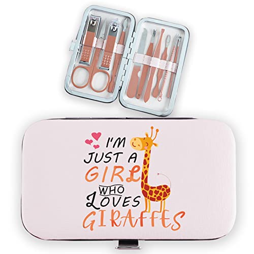 Giraffe Gifts for Girls Women 10pcs Tools Women Travel Manicure Pedicure Set I’m Just a Girl Who Loves Giraffes Birthday Graduation Christmas Giraffe Gifts for Daughter Granddaughter Friends