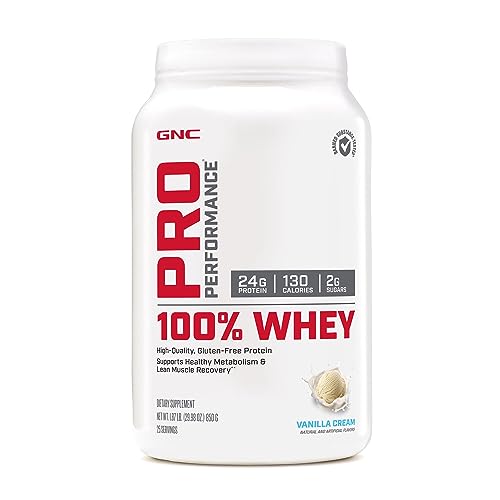 GNC Pro Performance 100% Whey Protein Powder - Vanilla Cream, 25 Servings, Supports Healthy Metabolism and Lean Muscle Recovery