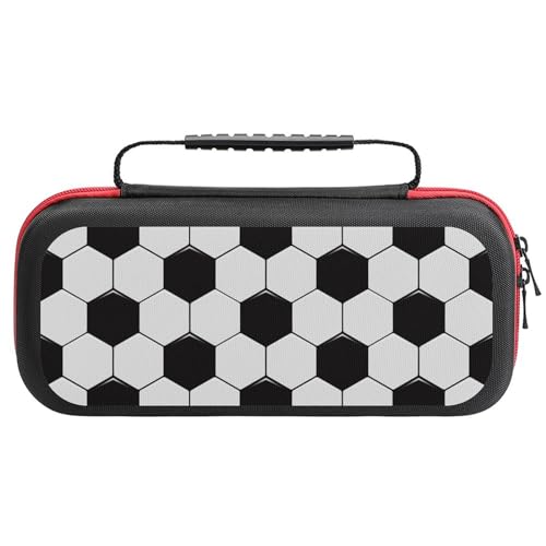 PUYWTIY Portable Carry Case Compatible with Nintendo Switch, Soccer Ball White And Black Shockproof Game Carrying Bag Travel Protection Case for Console & Accessories