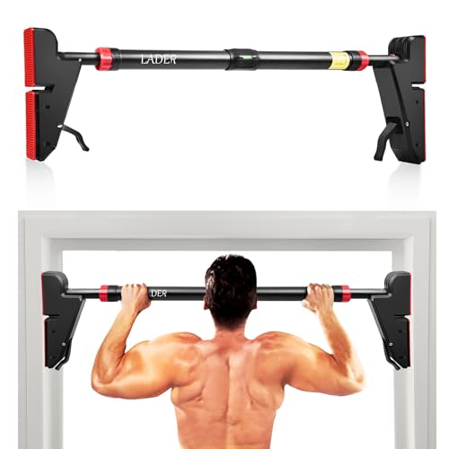 LADER Pull Up Bar for Doorway, Strength Training Pull-Up Bars with No Screw Installation for Home Gym Exercise Fitness with Level Meter, Max Load Bearing 550LBS