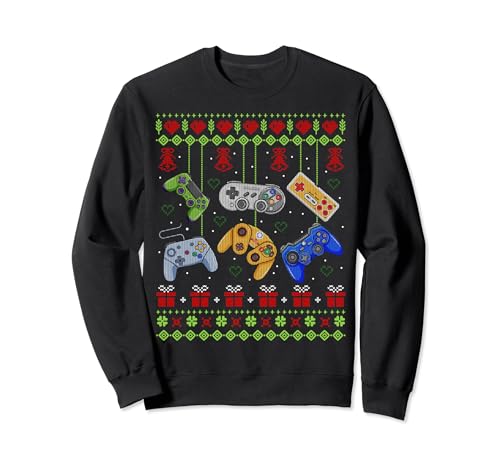 Video Game Controller Santa Elf Ugly Christmas Boys Gamers Sweatshirt