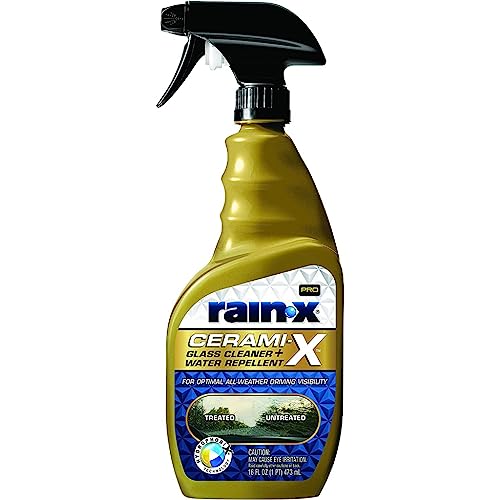 Rain-X 630178 Cerami-X Glass Cleaner + Water Repellent, 16oz - Improved Haze-Free Formula for Enhanced Streak Free Clarity, Driving Visibility and Lasting Repellency