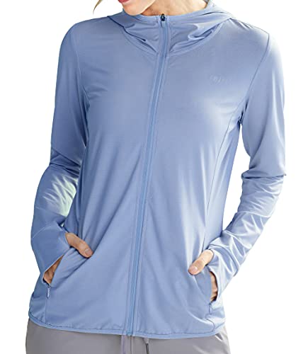 Libin Women's Full Zip UPF 50+ Sun Protection Hoodie Jacket Long Sleeve Sun Shirt Hiking Outdoor Performance with Pockets Lavender Blue M