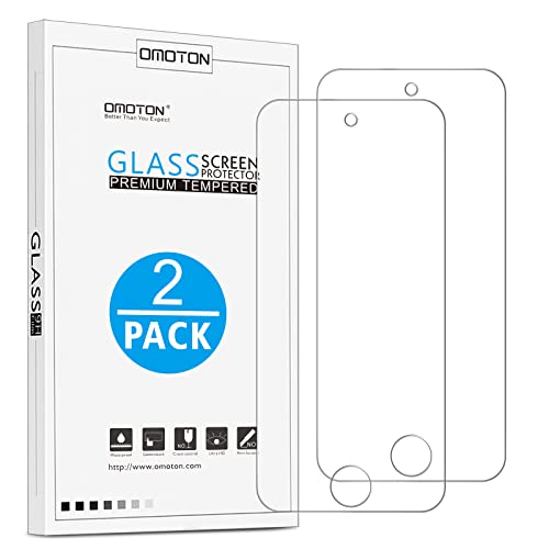 OMOTON Tempered Glass Screen Protector for New iPod Touch 7th Generation 6th Gen 5th Gen (2015/2019 Released), 2 Pack