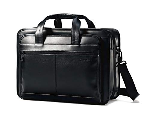 Samsonite Leather Expandable Briefcase, Black, One Size, 17'