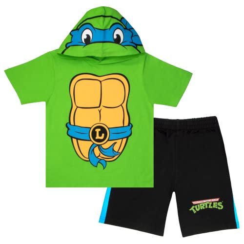 Nickelodeon Teenage Mutant Ninja Turtles Boys Character Costume 2-Piece Set, Short Sleeve Hoodie Tshirt & Shorts 2-Pack Bundle Set for Toddlers (Blue, Size 7)