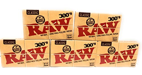 Raw 300 Classic 1.25 1 1/4 Size Rolling Papers 5 Pack = 1500 Leaves