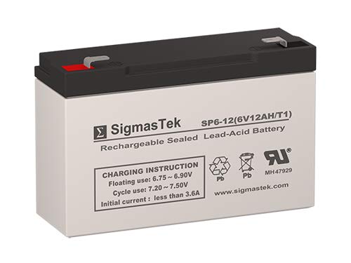 SigmasTek 6V / 12Ah Sealed Lead Acid Battery with F1 (.187in) Terminals - UVUB6120