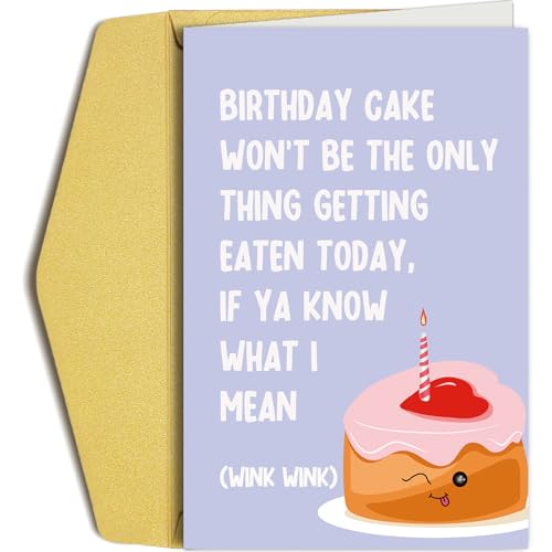 Oamiolek Funny Birthday Card for Husband Wife, Naughty Birthday Card for Boyfriend Girlfriend, Birthday Cake Won't Be The Only Thing Getting Eaten Today