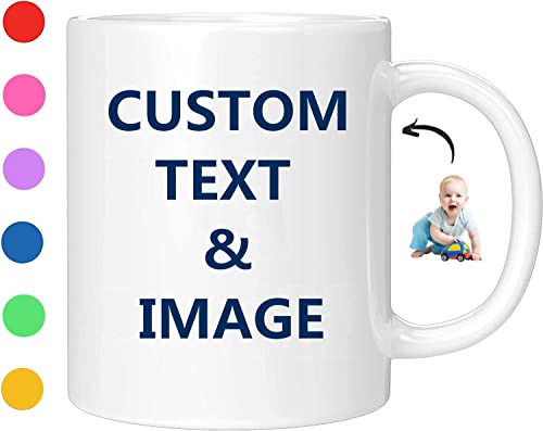 Custom Photo Coffee Mug, Personalized Mug w/Picture, Text, Name - Personalized Gifts for Mom, Boyfriend, Girlfriend, Best Friend, Christmas Gifts, Party Favors Mug 11oz White Wholesale