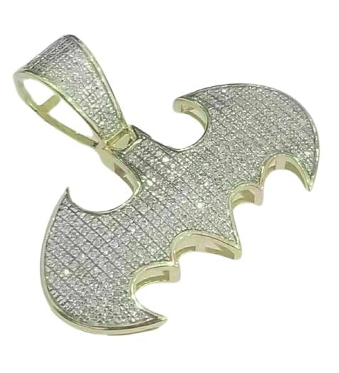 GLOW SPECTRA JEWELS 2CT Simulated Diamond Batman Men's Stunning Charm Pendant Gold Plated 925 Silver